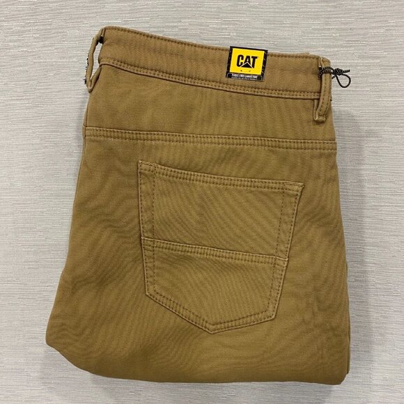 CAT Caterpillar Work Pants Mens 40 x 30 Brown Canvas Fleece Lined Insulated DIRT - Picture 5 of 14
